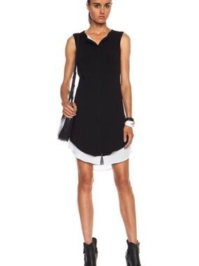 rag & bone Black Shift Dress with White Hem Layer 2